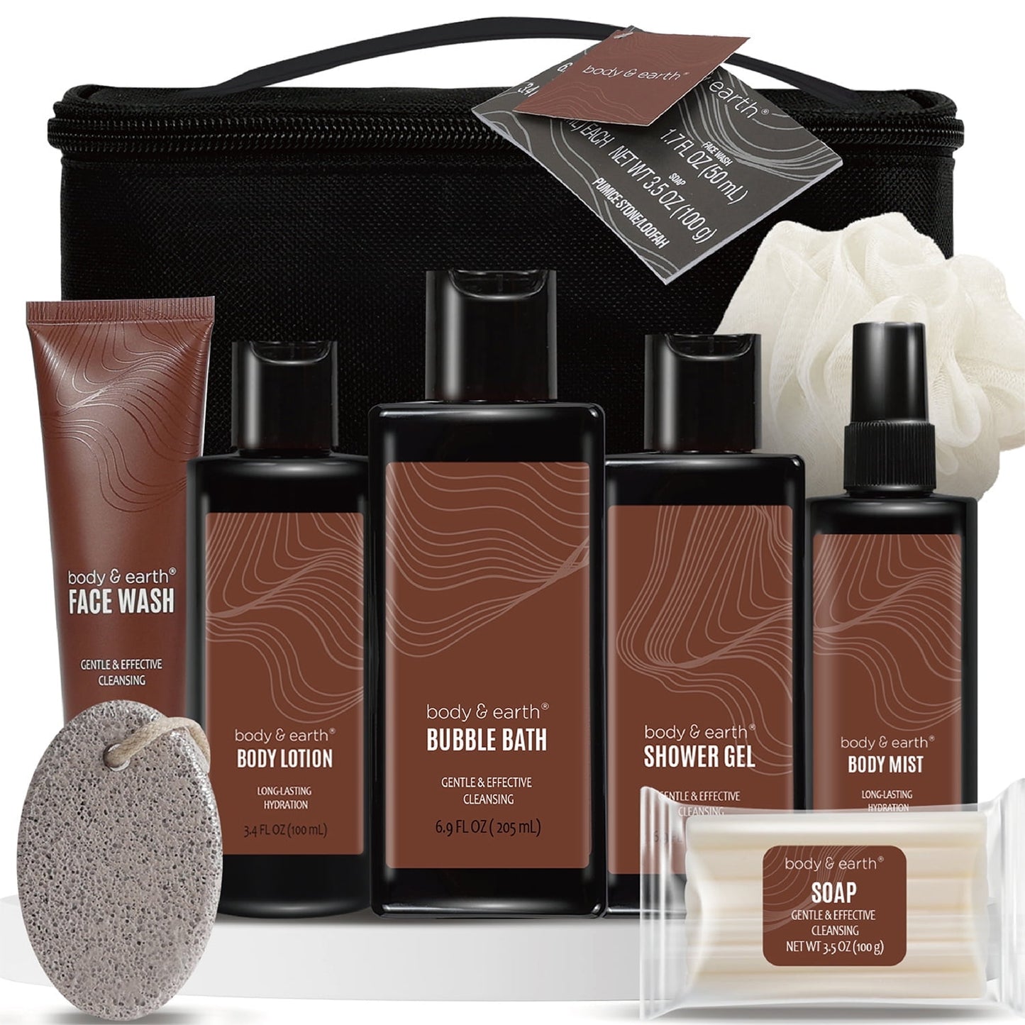 Bath Body Care Spa Gift Basket Sets for Men - 8 Pcs Luxury Bath Set Skin Care Kit Christmas Birthday Gifts for Him