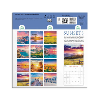 Monthly Calendar (12"X12") Sunsets 12 Month Jan 2026-Dec 2026