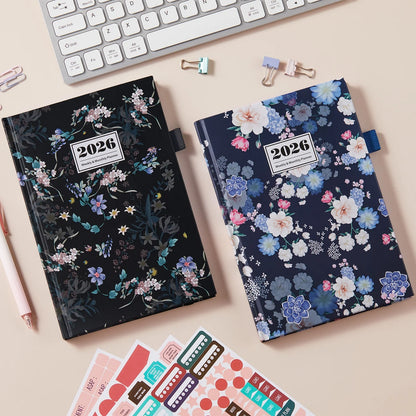 2026 Planner Calendar, Jan.2026 - Dec.2026 Weekly & Monthly Planner with Notes Pages, 12 Monthly Tabs & Inner Pocket, 8.4"X5.7", Flower Pattern Agenda Planning Book for Time Management