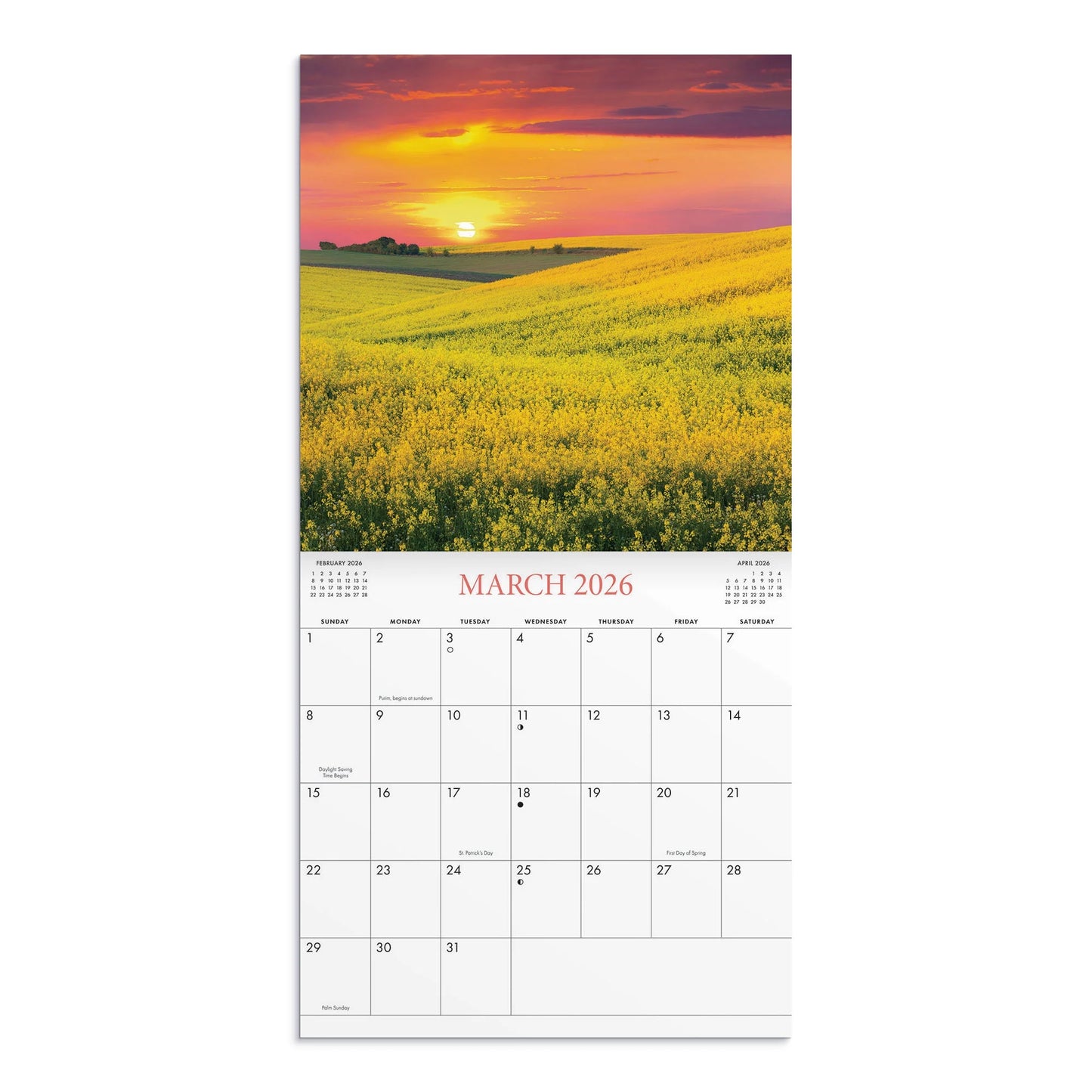 Monthly Calendar (12"X12") Sunsets 12 Month Jan 2026-Dec 2026
