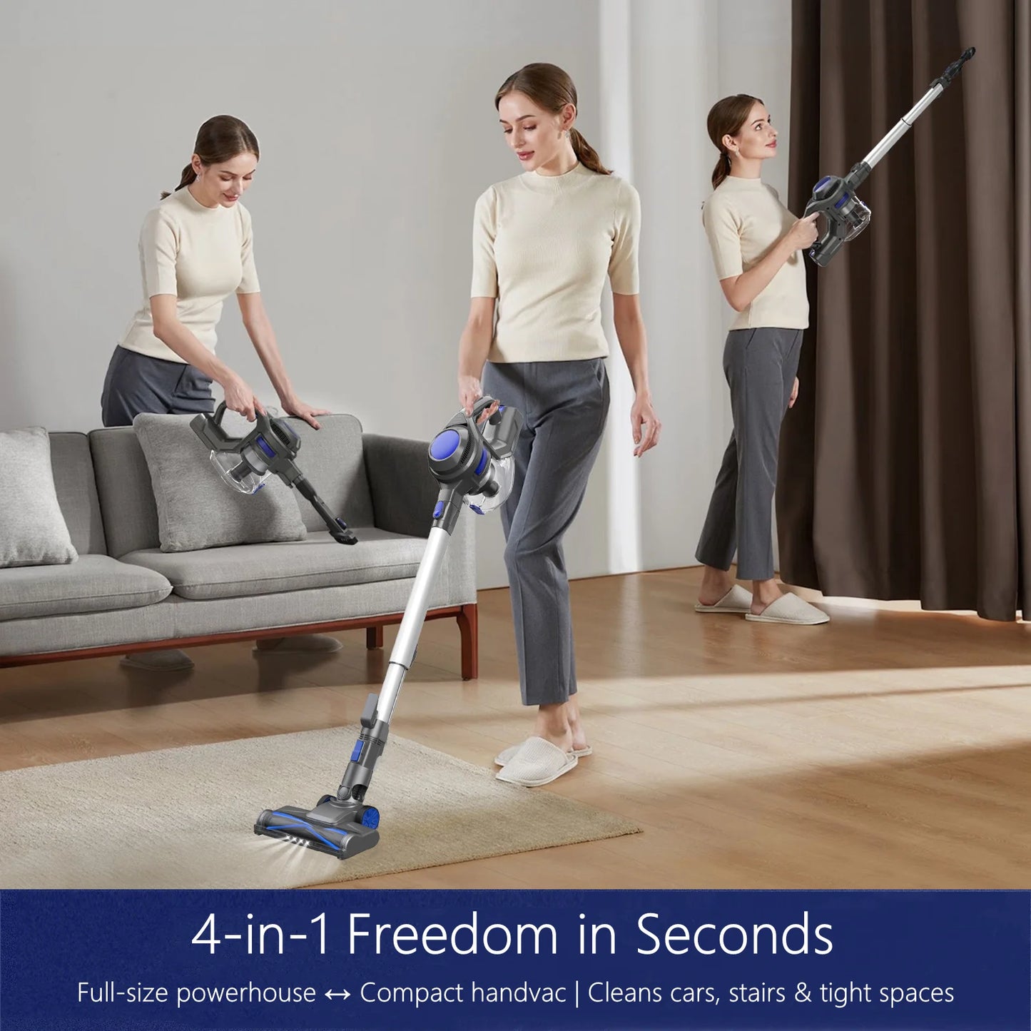 Cordless Stick Vacuum Cleaner Lightweight for Carpet Floor Pet Hair Home XL-618A