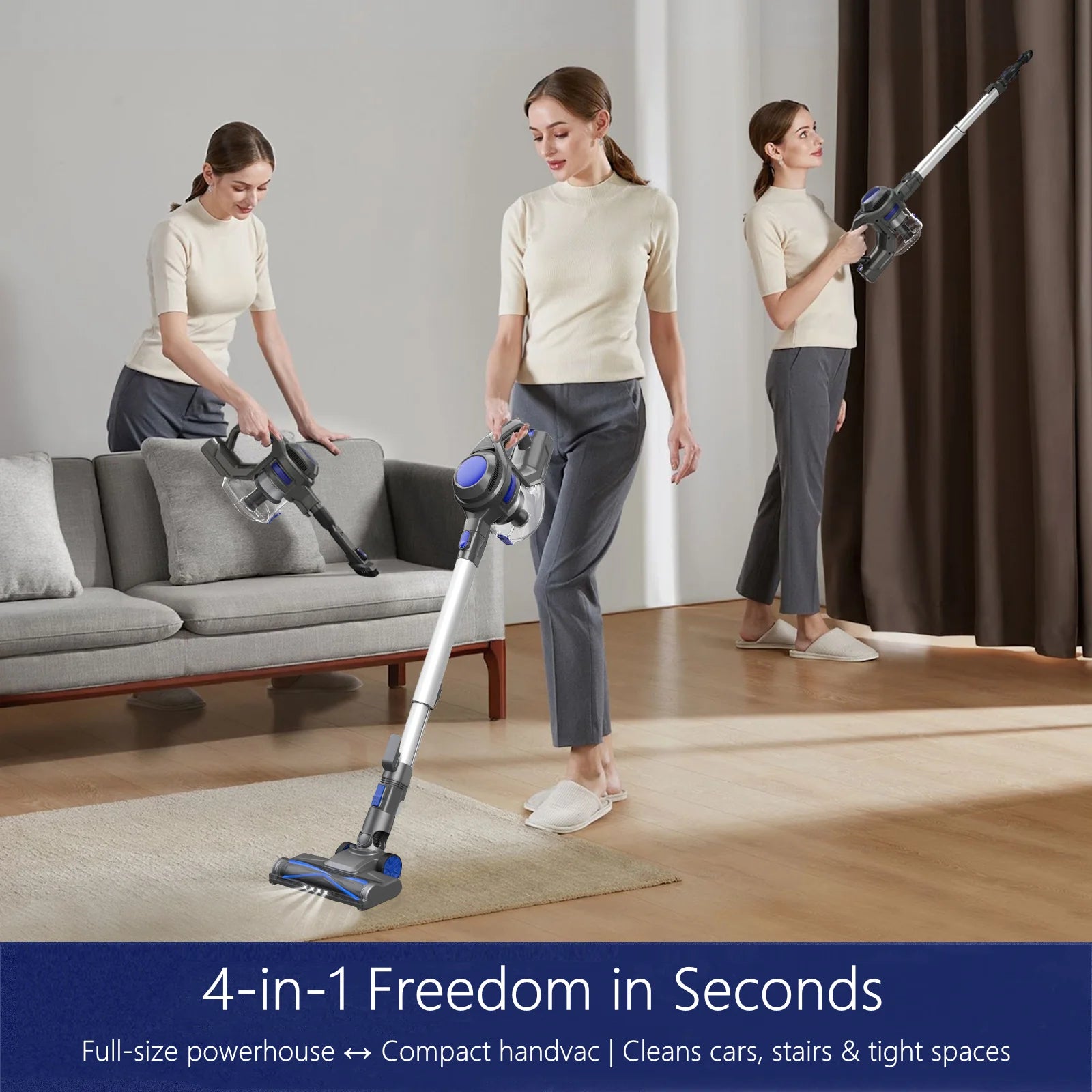 Cordless Stick Vacuum Cleaner Lightweight for Carpet Floor Pet Hair Home XL-618A