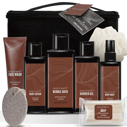 Bath Body Care Spa Gift Basket Sets for Men - 8 Pcs Luxury Bath Set Skin Care Kit Christmas Birthday Gifts for Him