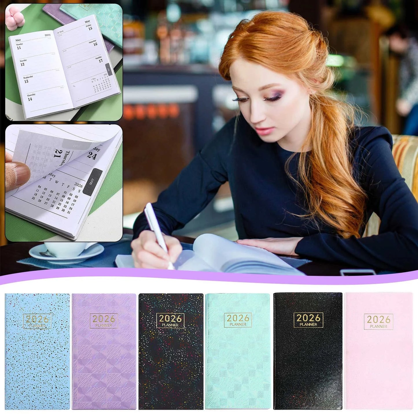 2026 A6 Daily Planner - Mini Pocket Organizer Notebook with Calendar, Portable Travel Journal & Scheduling Diary for Office Daily Use