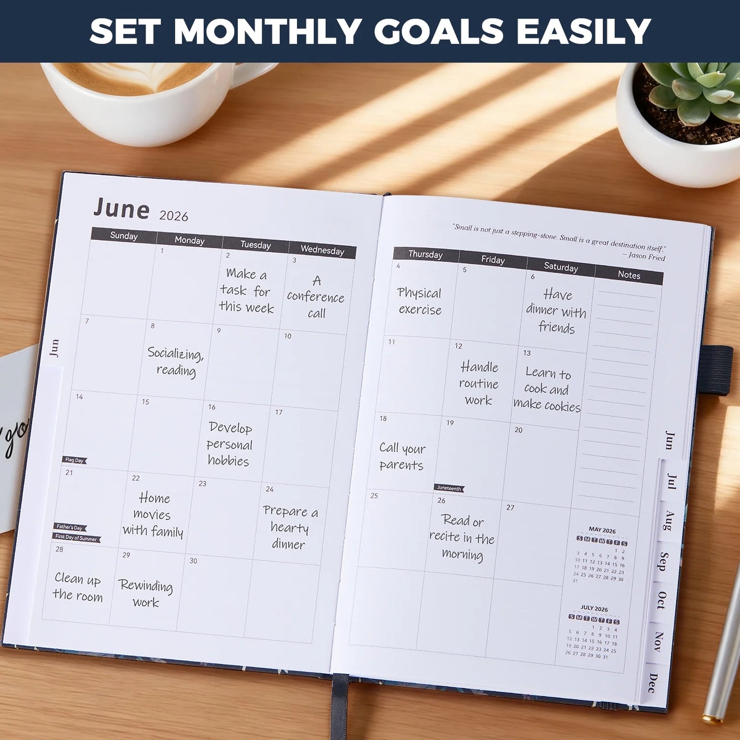 2026 Planner Calendar, Jan.2026 - Dec.2026 Weekly & Monthly Planner with Notes Pages, 12 Monthly Tabs & Inner Pocket, 8.4"X5.7", Flower Pattern Agenda Planning Book for Time Management