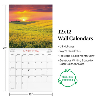 Monthly Calendar (12"X12") Sunsets 12 Month Jan 2026-Dec 2026