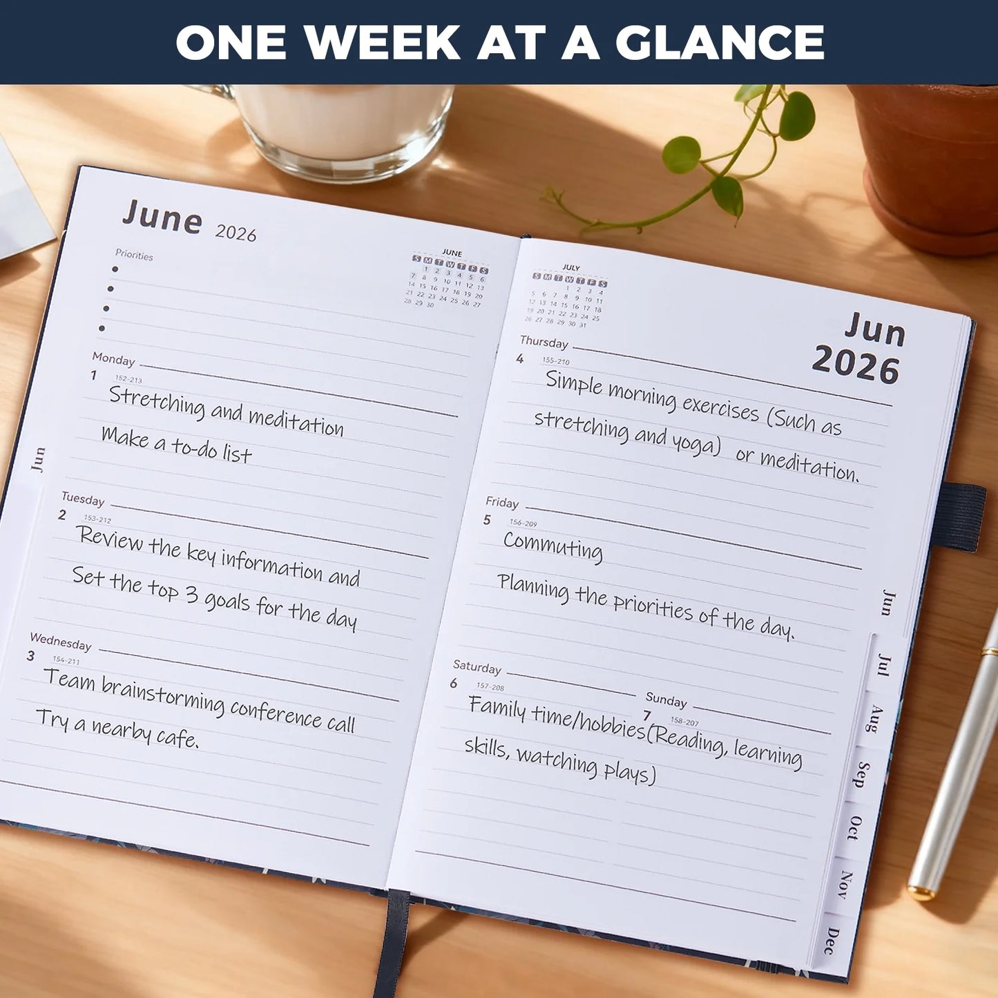 2026 Planner Calendar, Jan.2026 - Dec.2026 Weekly & Monthly Planner with Notes Pages, 12 Monthly Tabs & Inner Pocket, 8.4"X5.7", Flower Pattern Agenda Planning Book for Time Management