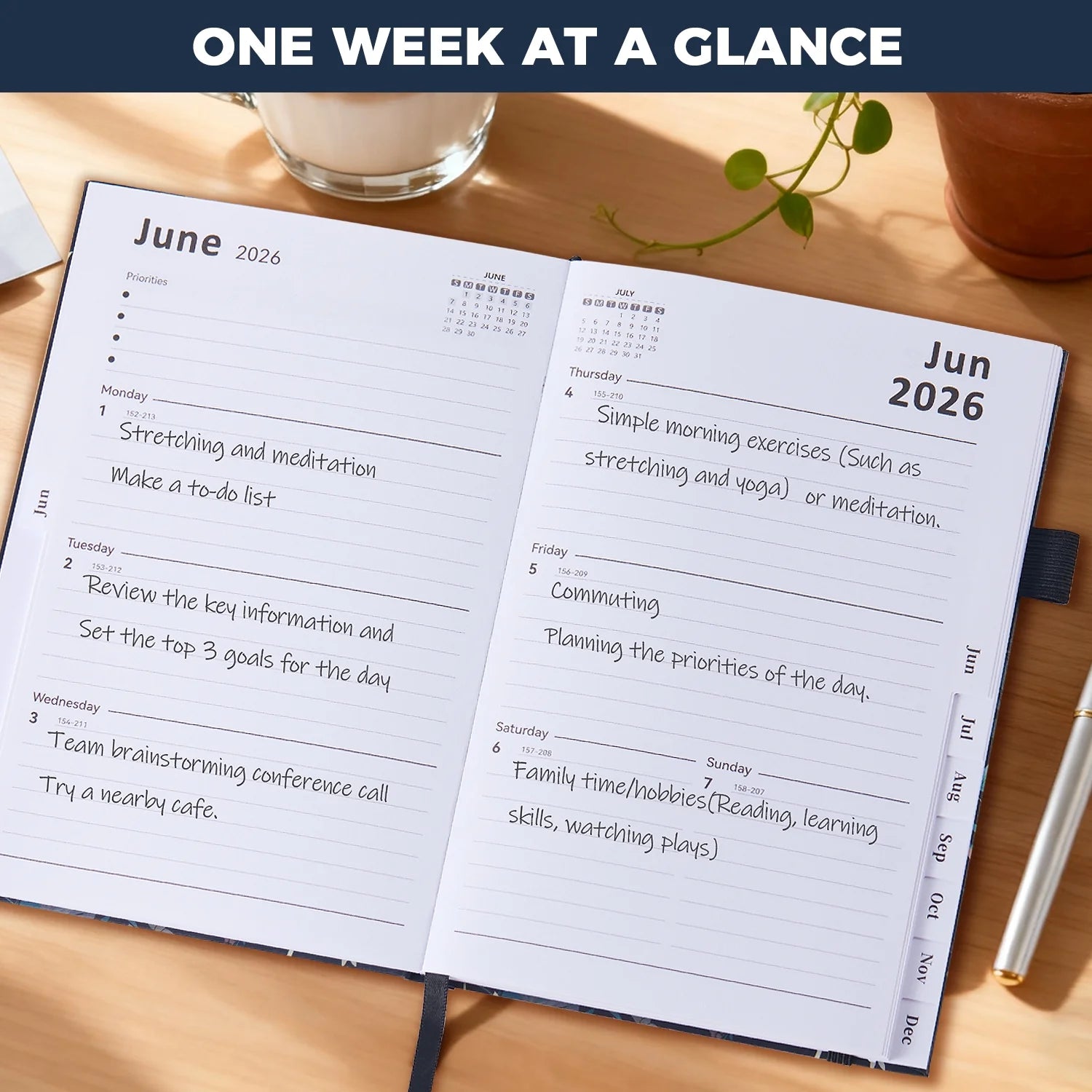 2026 Planner Calendar, Jan.2026 - Dec.2026 Weekly & Monthly Planner with Notes Pages, 12 Monthly Tabs & Inner Pocket, 8.4"X5.7", Flower Pattern Agenda Planning Book for Time Management