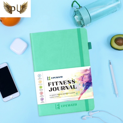 Fitness Journal Hardcover 6- Month Workout Planner Undated Workout Log Book Home Gym Accessories for Women and Man(Green)