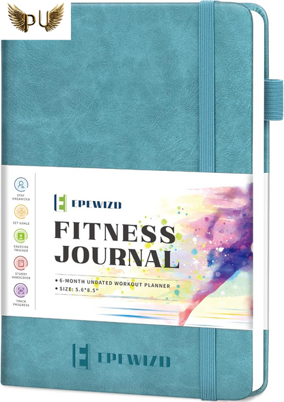 Fitness Journal Hardcover 6- Month Workout Planner Undated Workout Log Book Home Gym Accessories for Women and Man(Green)